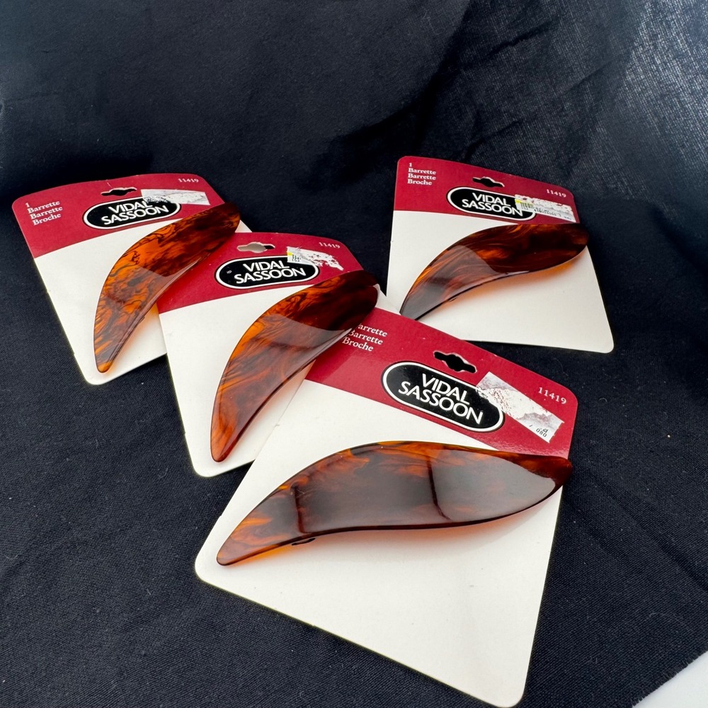 Vidal Sassoon Vintage 1998 Tortoise Shell Large Hair Barrette Clips lot of 4